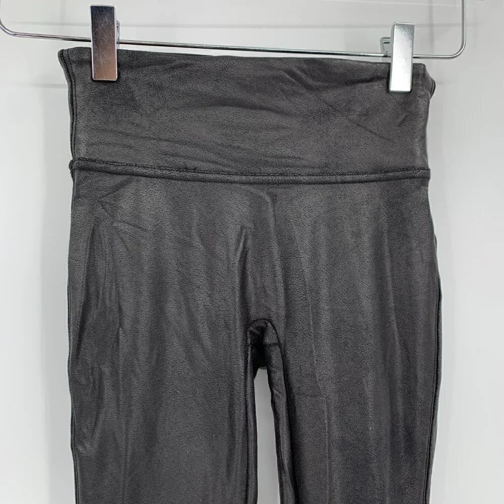 Spanx faux leather leggings skinny black high waisted Power waistband X-Small